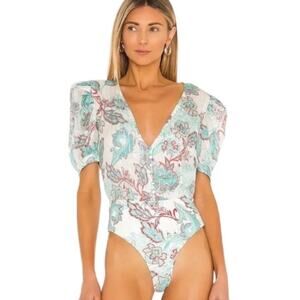 NWOT HEMANT & NANDITA Puff Sleeve Bodysuit